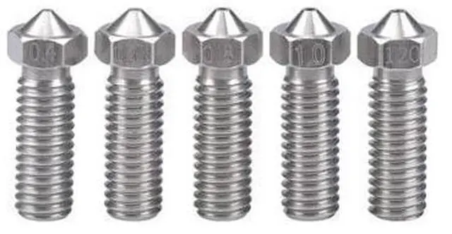 Main image of 3D Printer Volcano Extra Lengthen stainless steel M6 Nozzle All Metal 0.6mm/0.8mm/1.0/1.2mm for 1.75mm/3.0mm