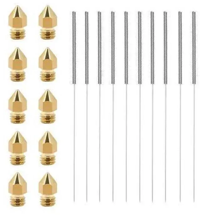 Alt view image 2 of 3 - 10Pcs 3D Printer part Nozzles+10Pcs Cleaning Kit Stainless Steel Cleaning Needle 0.4mm nozzle Needles 1Pack Tweezers Tool Kit