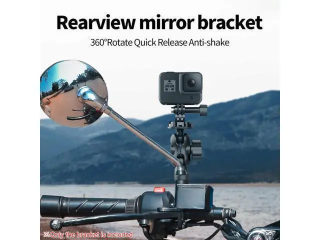 Alt view image 4 of 4 - Rear-View Mirror Bracket 360 Rotation Quick Release for Gopro Hero 9 8 7 6 5 Action Camera Motorcycle Anti-Shake Mount