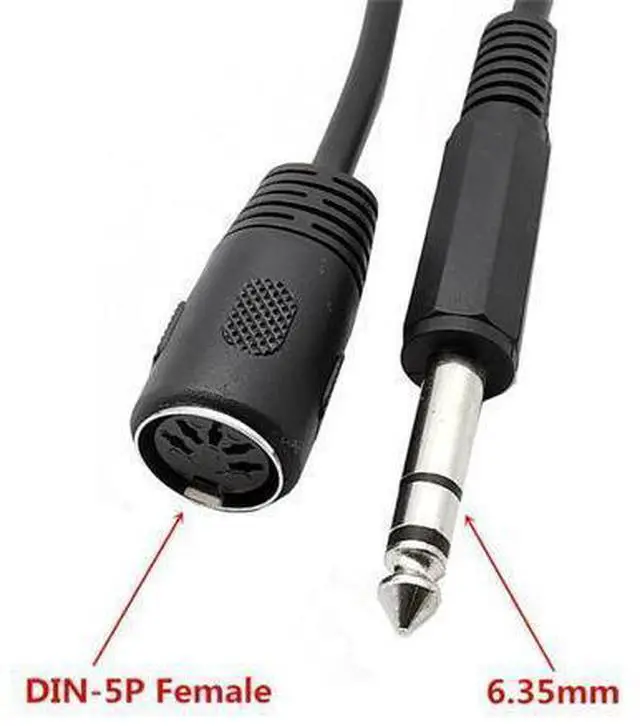 Main image of Câble d'extension Audio stéréo pour clavier MIDI Din 5 broches femelle vers mono-prix 6.35mm (1/4 pouces) mâle TRS 0.3M