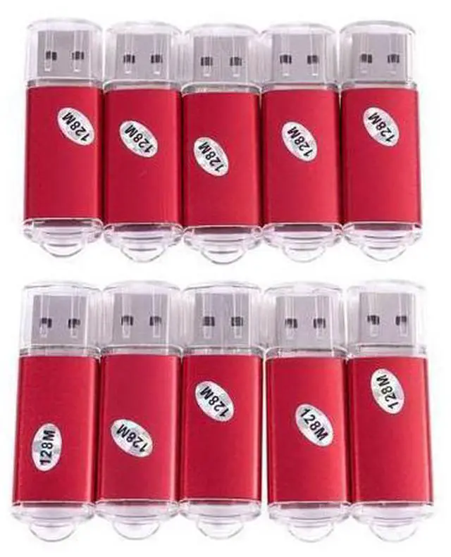 Main image of 10pcs USB Flash Drive 128 MB Key Chain Flash Memory Drive U-Disk for Win 8 PC Gift, Red