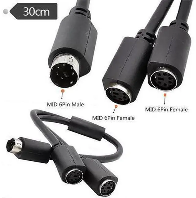Main image of Câble adaptateur de données PS/2 PS2, Mini DIN, séparateur 6 broches, 0.3m