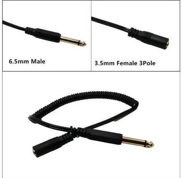 Main image of Câble d'extension Audio, Jack 3.5mm femelle, 3 pôles stéréo à 6.35mm 1/8 mâle, câbles à ressort