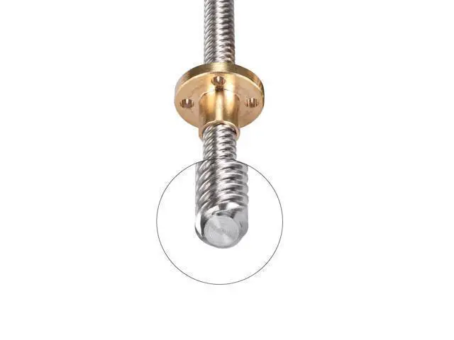 Alt view image 3 of 3 - T8 Lead Screw 350/380MM with Copper Nut OD 8mm Pitch 2mm Thread 8mm Length 350mm trapezoidal spindle screw For 3D Printer parts