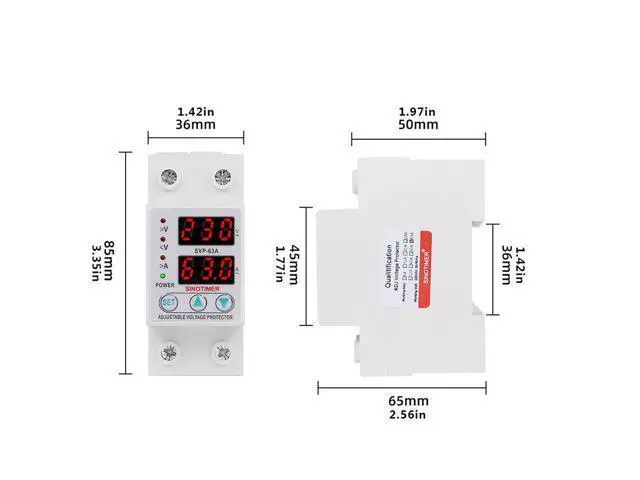 Alt view image 3 of 7 - 220V AC 63A Automatic Self-connectiong Over Or Under Voltage Protection Relay Protectors With Current Overload Protection
