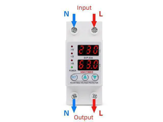 Alt view image 4 of 7 - 220V AC 63A Automatic Self-connectiong Over Or Under Voltage Protection Relay Protectors With Current Overload Protection
