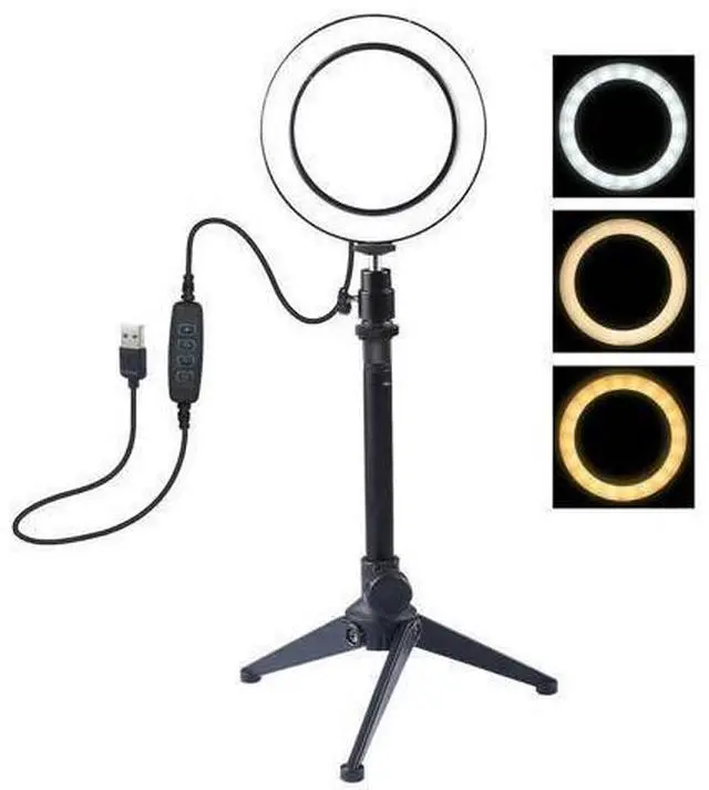 Main image of 3 in 1 Mini LED Ring Light Kit + Desktop Tripod + Balll Head for Selfie Make Up