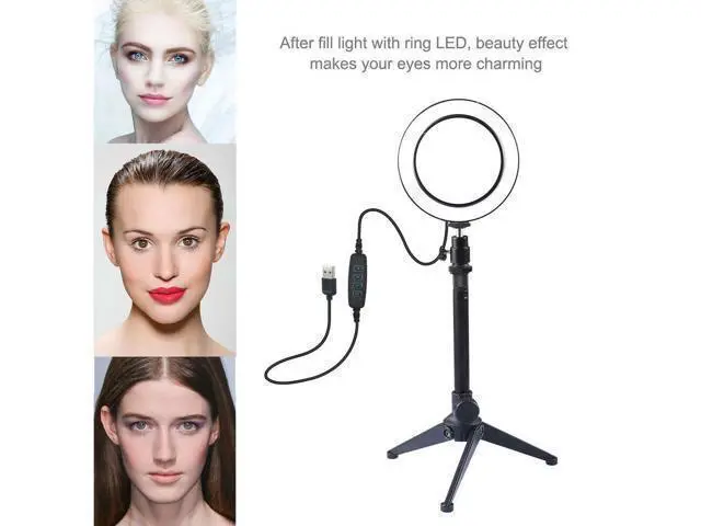 Alt view image 2 of 4 - 3 in 1 Mini LED Ring Light Kit + Desktop Tripod + Balll Head for Selfie Make Up