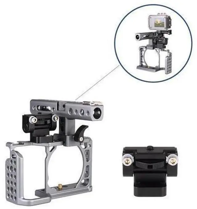 Main image of Camera Cage Rig Holder Bracket Adjustable Anti-Twist for Gopro Flash Monitor LED