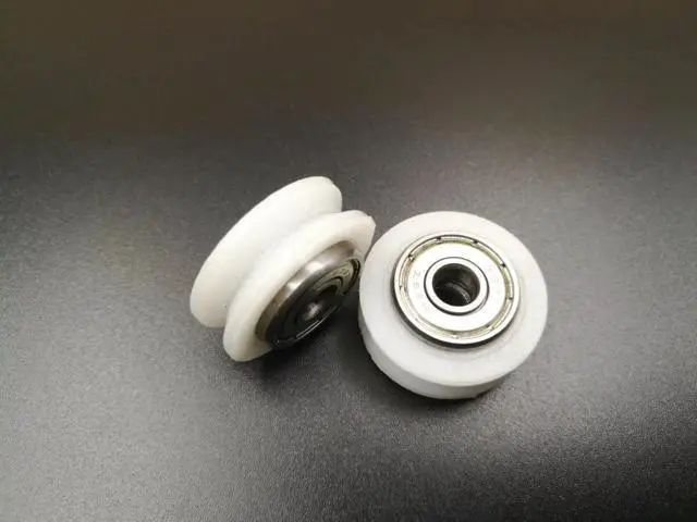 Alt view image 3 of 6 - Funssor CNC machine parts 4mm/5mm bore Openbuilds POM Polycarbonate Dual V Wheel For V Slot Aluminium Linear Extrusion