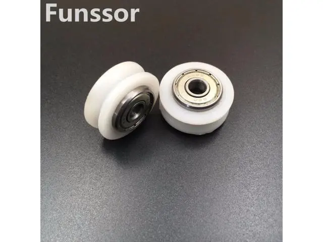 Alt view image 4 of 6 - Funssor CNC machine parts 4mm/5mm bore Openbuilds POM Polycarbonate Dual V Wheel For V Slot Aluminium Linear Extrusion