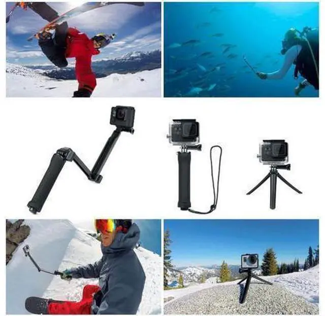 Main image of 3 Way Handheld Selfie Stick for Gopro Hero 9 8 7 5 6 4 3 Series Foldable Install Tripod Stand 3 In 1 Gopro Accessories
