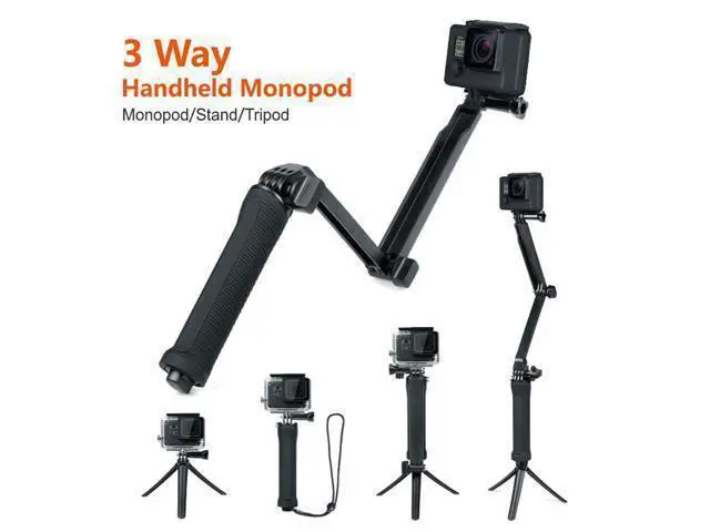 Alt view image 2 of 4 - 3 Way Handheld Selfie Stick for Gopro Hero 9 8 7 5 6 4 3 Series Foldable Install Tripod Stand 3 In 1 Gopro Accessories