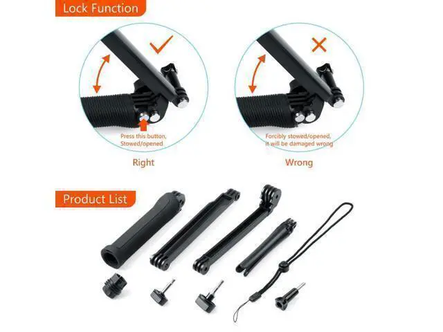Alt view image 3 of 4 - 3 Way Handheld Selfie Stick for Gopro Hero 9 8 7 5 6 4 3 Series Foldable Install Tripod Stand 3 In 1 Gopro Accessories