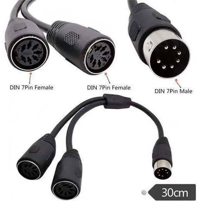 Main image of Adaptateur séparateur de câble MIDI DIN 7 broches, 0.3M, prise mâle à 2x prise femelle