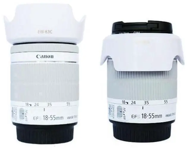 Alt view image 3 of 4 - EW-63C White Replacement Lens Hood for Canon EF-S 18-55mm F/3.5-5.6 IS STM