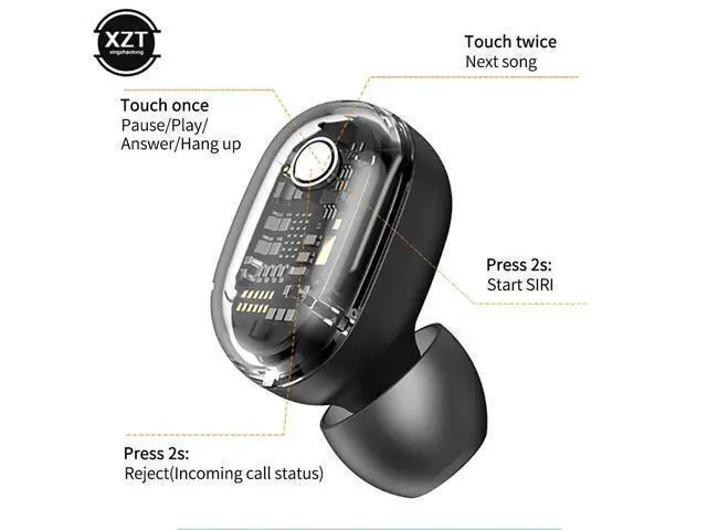Alt view image 2 of 6 - Bluetooth 5.0 Wireless Headphones with Microphone Sports Waterproof TWS Earphones HIFI Stereo Noise Cancelling Headset Earbuds