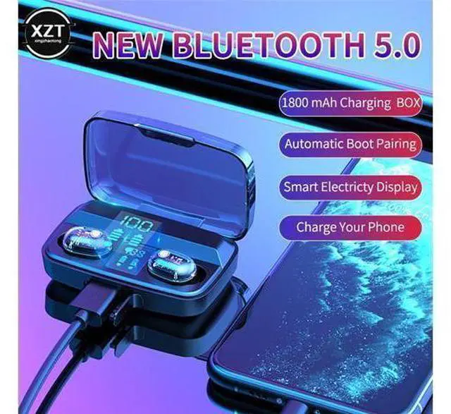 Alt view image 4 of 6 - Bluetooth 5.0 Wireless Headphones with Microphone Sports Waterproof TWS Earphones HIFI Stereo Noise Cancelling Headset Earbuds