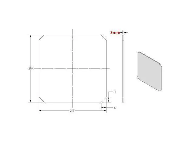Alt view image 2 of 4 - Funssor 219X219X3MM Borosilicate Glass plate for Wanhao Duplicator i3 Anet A8 MP Maker Select 3D Printer
