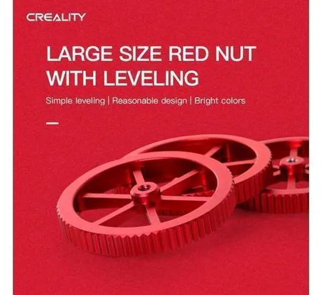 Main image of CREALTIY 3D Ender-3/Ender-6 Printer Accessories 4Pcs/Bundle Large Size Red Heated Bed Aluminum Hand Twist Leveling Nut