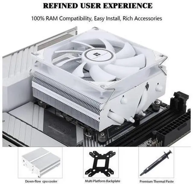 Alt view image 5 of 7 - AXP90-X53 White Low Profile ITX CPU Air Cooler, 53mm Height, TL-9015W Slim PWM Fan Low Noise 22.4dba, Silent ITX CPU Cooler, 2700RPM,for AM4/AM5/Intel 1150/1151/1155/1156/1200/1700/1851