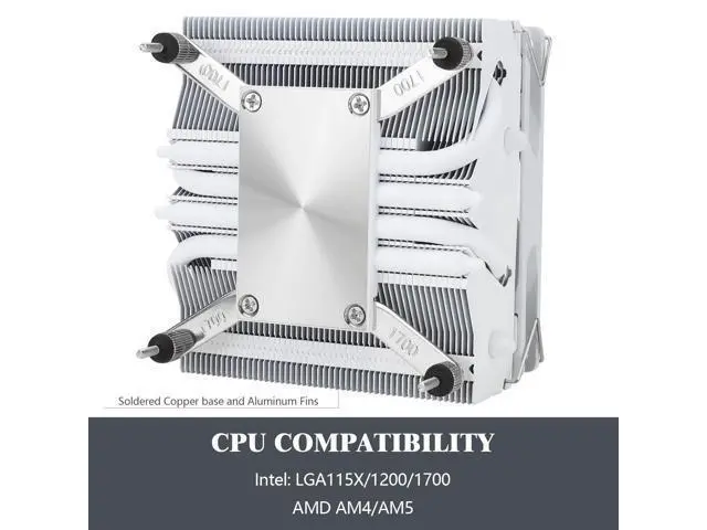 Alt view image 4 of 7 - AXP90-X53 White Low Profile ITX CPU Air Cooler, 53mm Height, TL-9015W Slim PWM Fan Low Noise 22.4dba, Silent ITX CPU Cooler, 2700RPM,for AM4/AM5/Intel 1150/1151/1155/1156/1200/1700/1851