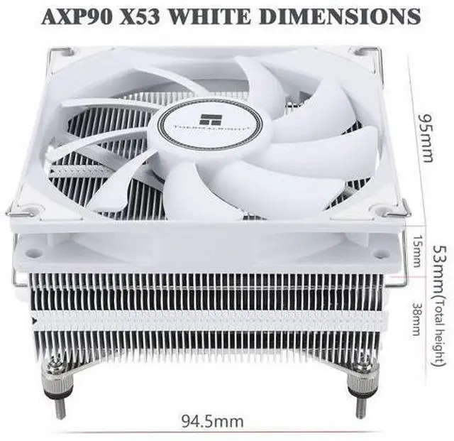Alt view image 7 of 7 - AXP90-X53 White Low Profile ITX CPU Air Cooler, 53mm Height, TL-9015W Slim PWM Fan Low Noise 22.4dba, Silent ITX CPU Cooler, 2700RPM,for AM4/AM5/Intel 1150/1151/1155/1156/1200/1700/1851