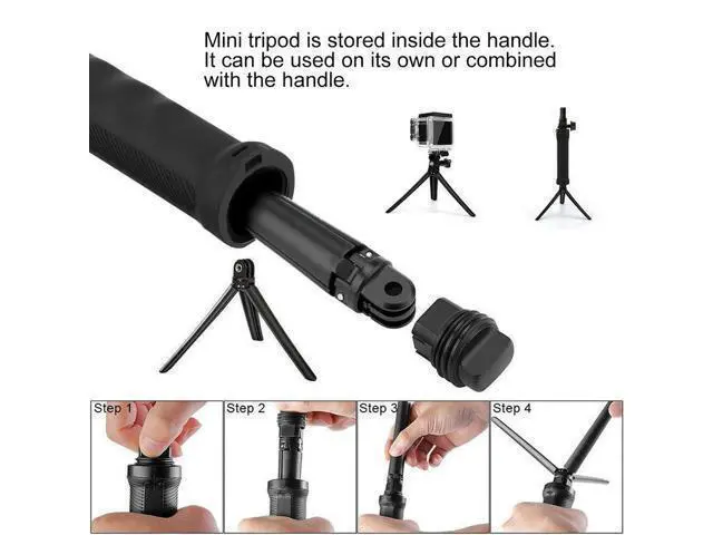 Alt view image 3 of 4 - PULUZ PU202 Handheld Monopod Selfie Stick 3-Way Grip Arm Tripod for GoPro Hero