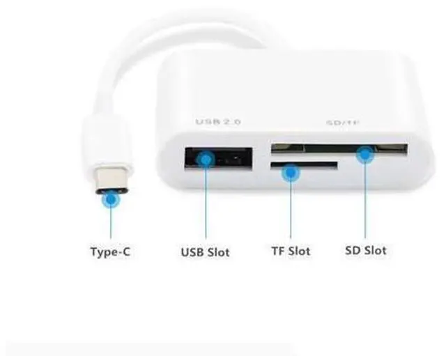 Main image of Port type-c 3 en 1 USB lecteur de carte adaptateur Type C câble SD Micro SD TF caméra connexion pour téléphone portable, avec emballage de vente au détail