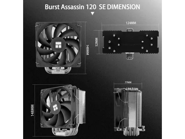 Alt view image 7 of 7 - Burst Assassin 120 SE CPU Cooler, 6 Heat Pipes Heatsink Cooler, 12cm PWM Fan CPU Air Cooler, AGHP Technology, for Intel LGA1851/1700/115X/1200&AM4/AM5, 148mm High Computer CPU Cooling