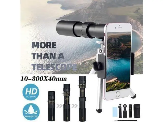 Alt view image 2 of 4 - Portable 10-300X40mm Super Telephoto Zoom Monocular Telescope With Tripod + Clip