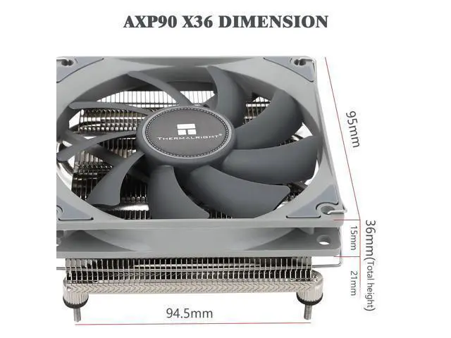 Alt view image 6 of 6 - AXP90 X36 Low Profile ITX CPU Cooler, 36mm Height, TL-9015 Slim PWM CPU Fan, Computer ITX Heatsink Cooler, for AMD:AM4 AM5/Intel LGA1150/1151/1200/1700/1851