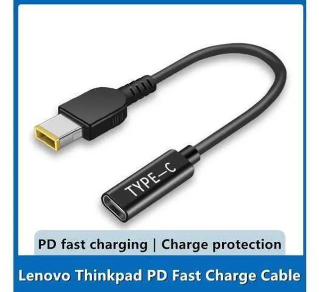 Main image of Câble de chargeur de type-c femelle à CC entièrement en cuivre pour Lenovo, connecteur d'alimentation mâle PD carré avec puce à Induction, modèle Thinkpad, 15cm