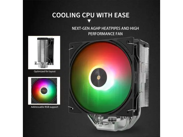 Alt view image 4 of 7 - Assassin X 120R Digital ARGB Black CPU Air Cooler, 2000RPM Speed,4 Heatpipes, 12cm Quiet PWM Fan CPU Cooler, Digital Screen Top Cover,for AM4/AM5,Intel LGA1700/1851/1150/1151/1200