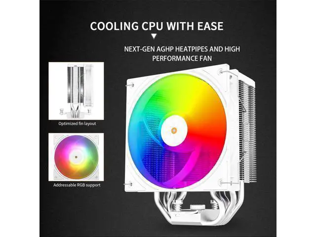 Alt view image 4 of 6 - Assassin X 120R Digital ARGB White CPU Air Cooler, 2000RPM Speed,4 Heatpipes, 12cm Quiet PWM Fan CPU Cooler, Digital Screen Top Cover,for AM4/AM5,Intel LGA1700/1851/1150/1151/1200