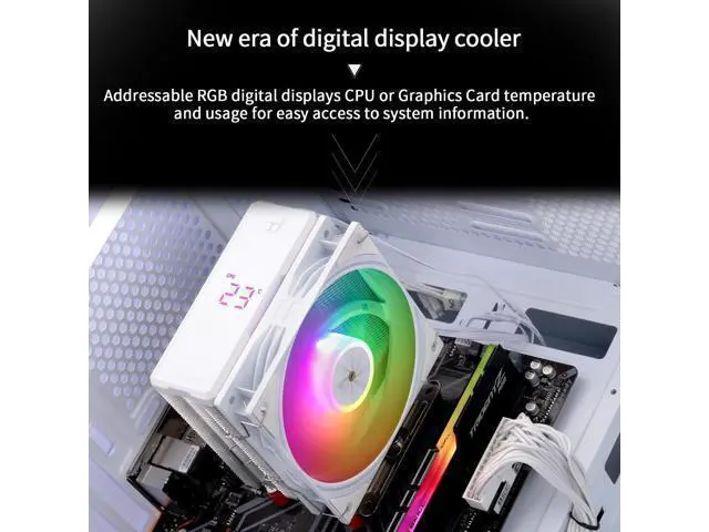 Alt view image 5 of 6 - Assassin X 120R Digital ARGB White CPU Air Cooler, 2000RPM Speed,4 Heatpipes, 12cm Quiet PWM Fan CPU Cooler, Digital Screen Top Cover,for AM4/AM5,Intel LGA1700/1851/1150/1151/1200