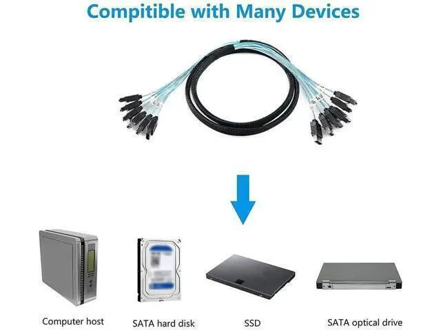 Alt view image 6 of 7 - High Speed 6Gbps 6pcs/Set Sata Cable SAS Cable for Server 1m