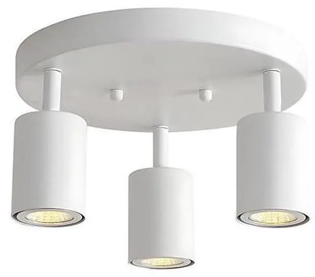 Main image of 3 Light Flush Mount Ceiling Light, White Round Adjustable Directional Spotlight, 9.8 in, Modern Iron Ceiling Light, Easy Install for Kitchen Bedroom Office