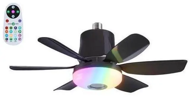 Main image of 18.5 in Led Smart Socket Fan Light, Rgbw Color Changing E26 Screw-in Ceiling Fan with 3-Color Light, Brightness Adjustable, Remote/Wall Control, Timer for Bedroom