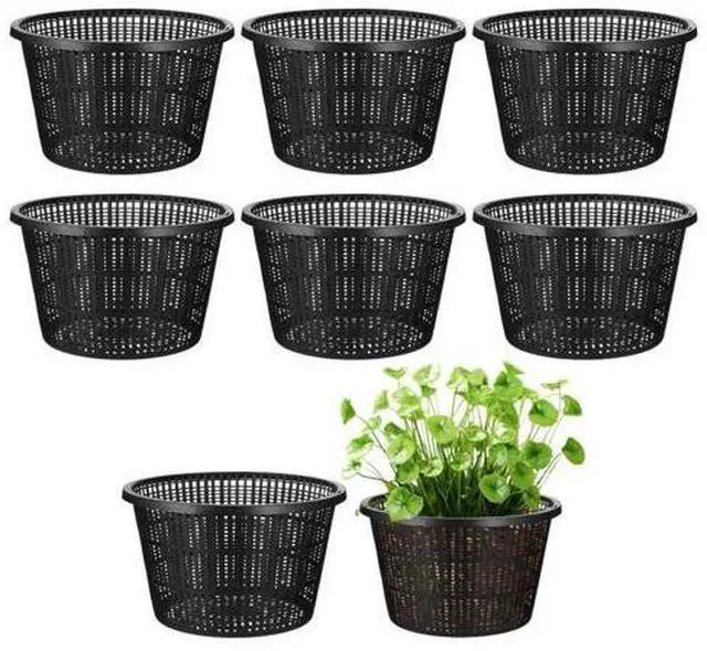 Main image of 8 Pcs Hydroponic Slotted Baskets for Pond & Garden, 8.3 Plastic Aquatic Plant Pots for Indoor Or Outdoor Planting