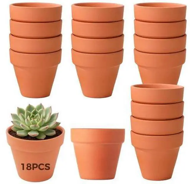 Main image of Set of 18 Mini Cotta Pots, Three Inch Clay with Draining Hole, Breathable Cotta for Indoor Outdoor Succulents, Garden Cactus Flower