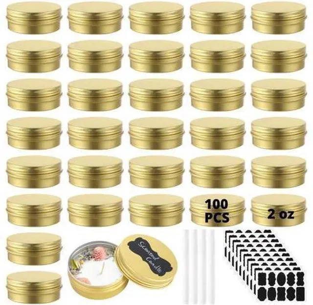 Main image of 100 Pcs 2 Oz Aluminum Cans with Screw Lids, 60 Ml Metal Tins for DIY Projects, Round Containers, Refillable for Balms Spices
