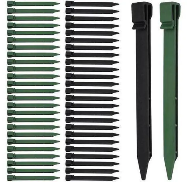 Main image of 10" Heavy Duty Garden Fence Stakes, Plastic Landscape Edging Spikes, Terrace Board Anchoring Garden Stakes, 50 Pcs Sturdy Netting Ground Stakes