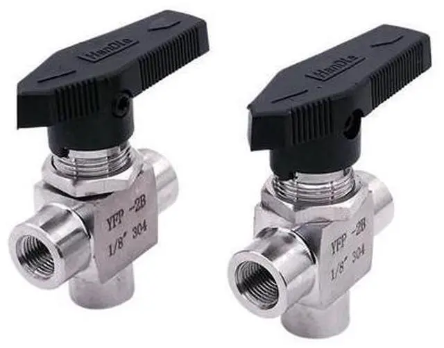 Main image of Three way female thread Ball valve G 1/2" DN10 stainless steel 304 high pressure high temperature 3 way ball valve