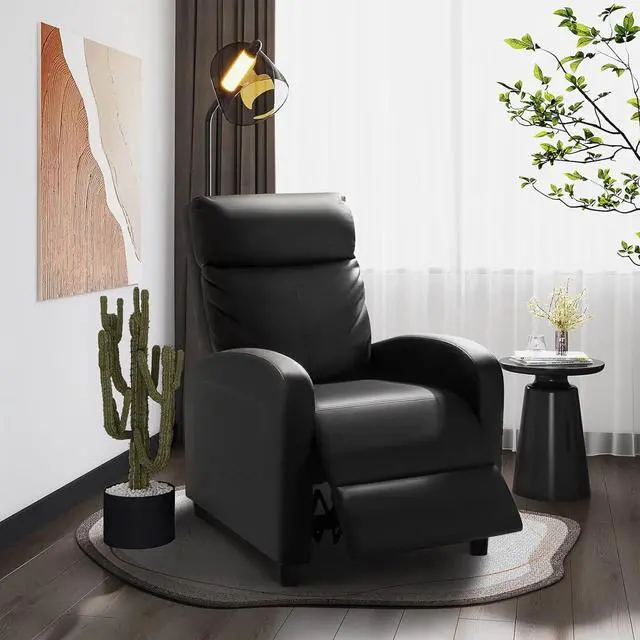 Alt view image 2 of 7 - Homall Silla reclinable moderna, asiento acolchado de piel sintética para sala de estar, sofá individual, asiento reclinable, silla de club, asiento de cine en casa (negro)