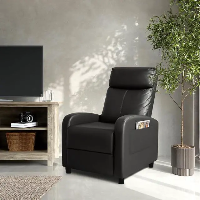 Alt view image 7 of 7 - Homall Silla reclinable moderna, asiento acolchado de piel sintética para sala de estar, sofá individual, asiento reclinable, silla de club, asiento de cine en casa (negro)