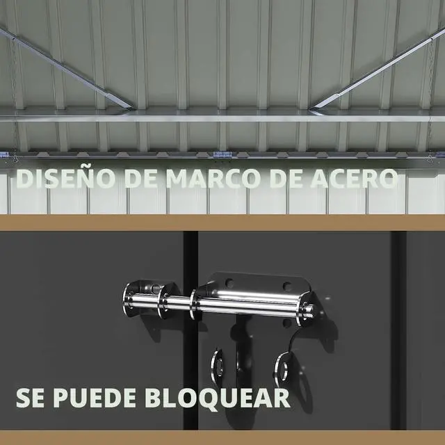 Alt view image 7 of 7 - Cobertizo de Almacenamiento Exterior 5.8 x 3.3 Pies Cobertizo Metálico para Basura Impermeable Almacenamiento Exterior con Tapa Cadena Varilla de Gas Hidráulica para Bote de Basura Herramientas