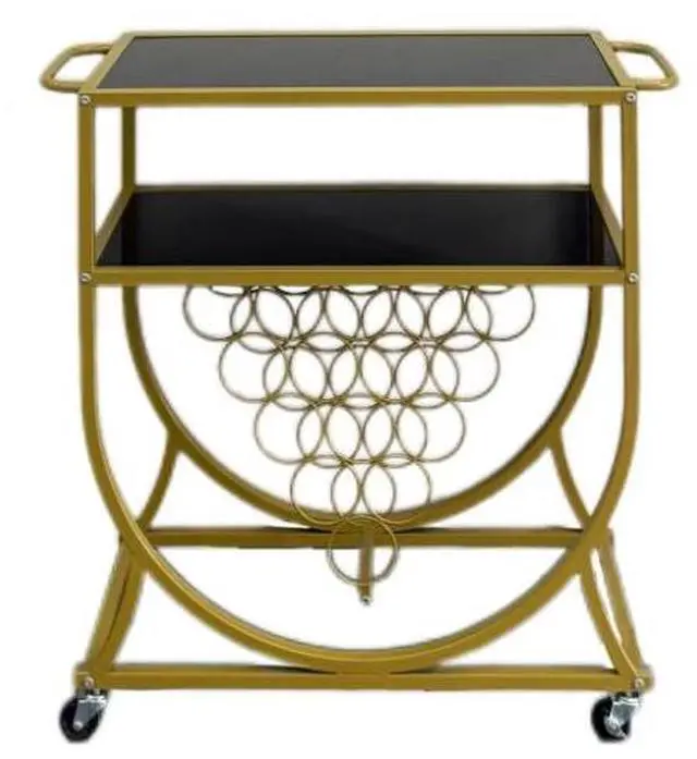 Main image of The black and gold color combination of the dining cart trolley makes it extremely convenient for storage and organization.