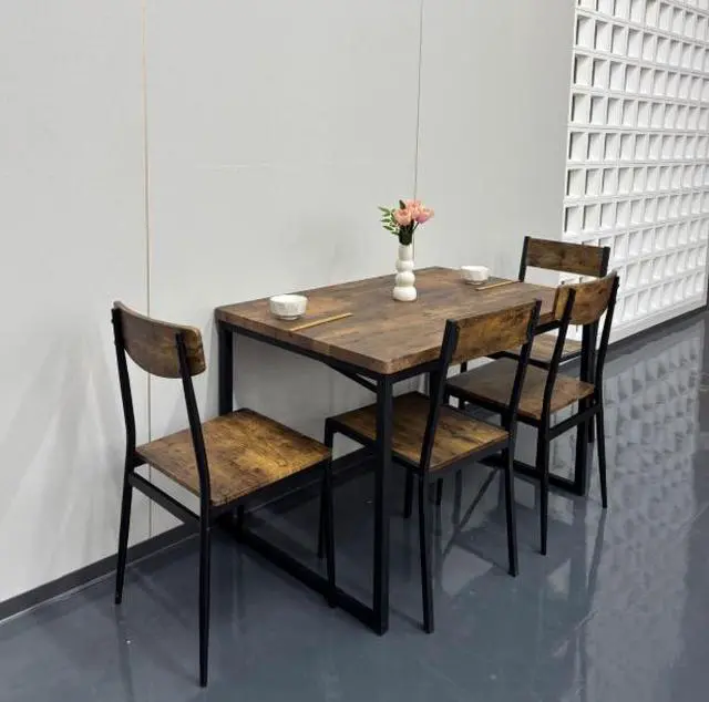 Alt view image 2 of 5 - Vintage and retro set of dining table and chairs - one table and four chairs for a restaurant or café project