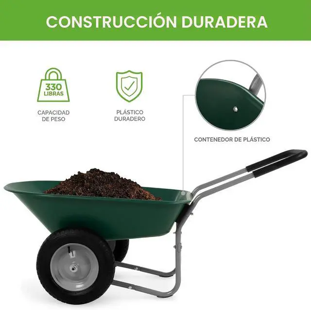 Alt view image 3 of 7 - carretilla de jardín para hogar con doble rueda